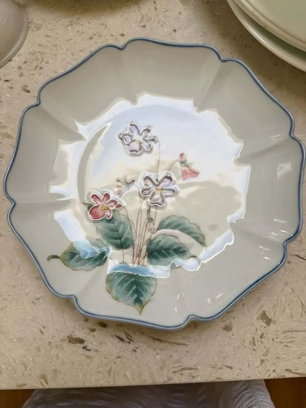 Vintage Otagiri Violet Pattern Embossed Scalloped Plate